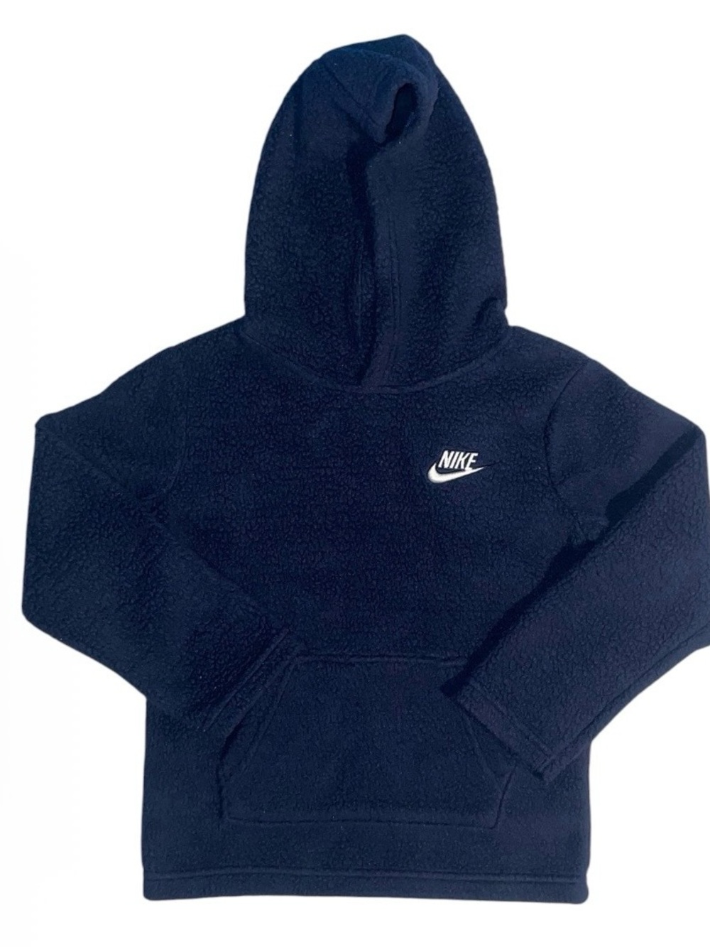 Nike Kids Navy Fleece Hooded Sweatshirt with White Logo